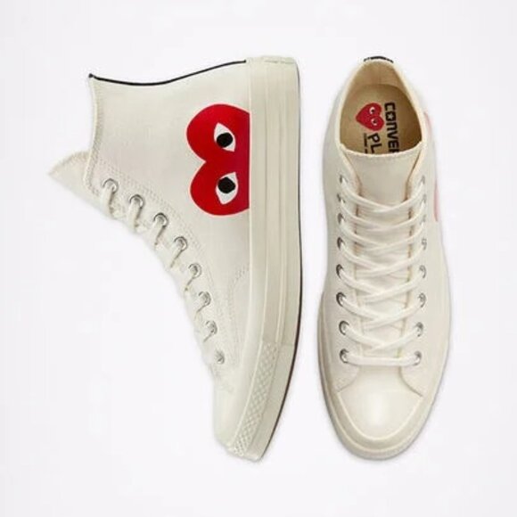 Converse x PLAY Comme des Garcons Chuck 70 Milk/White/High Risk Red Size 9 NIB - Picture 1 of 3